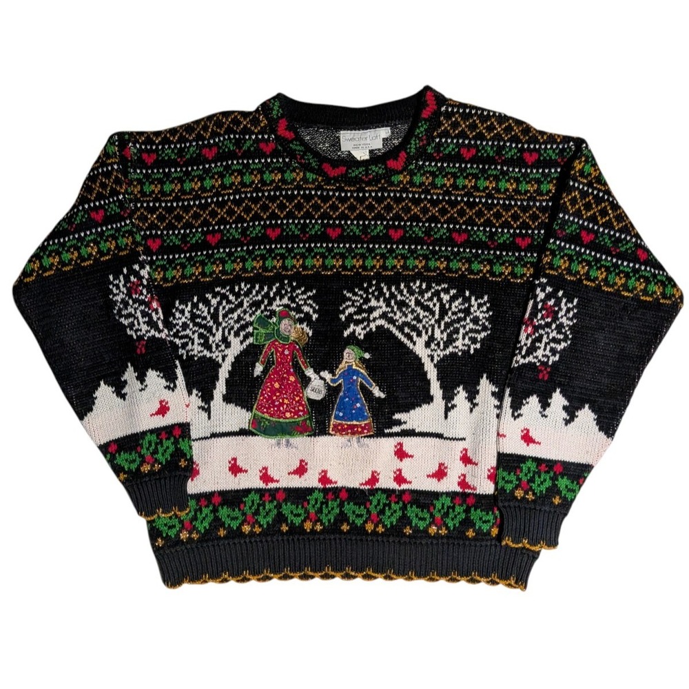 Vintage Sweater Loft Christmas Sweater Women's Size L Grandmacore Knit Chunky